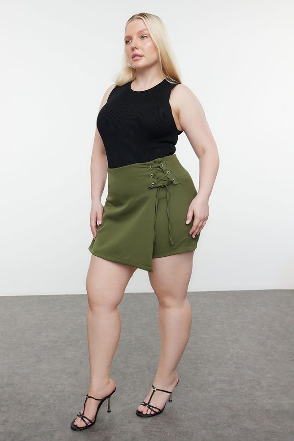 Trendyol Trendyol Curve Khaki Woven Tied Shorts Skirt