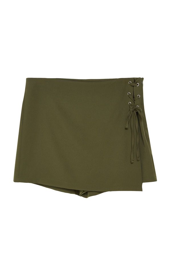 Trendyol Trendyol Curve Khaki Woven Tied Shorts Skirt