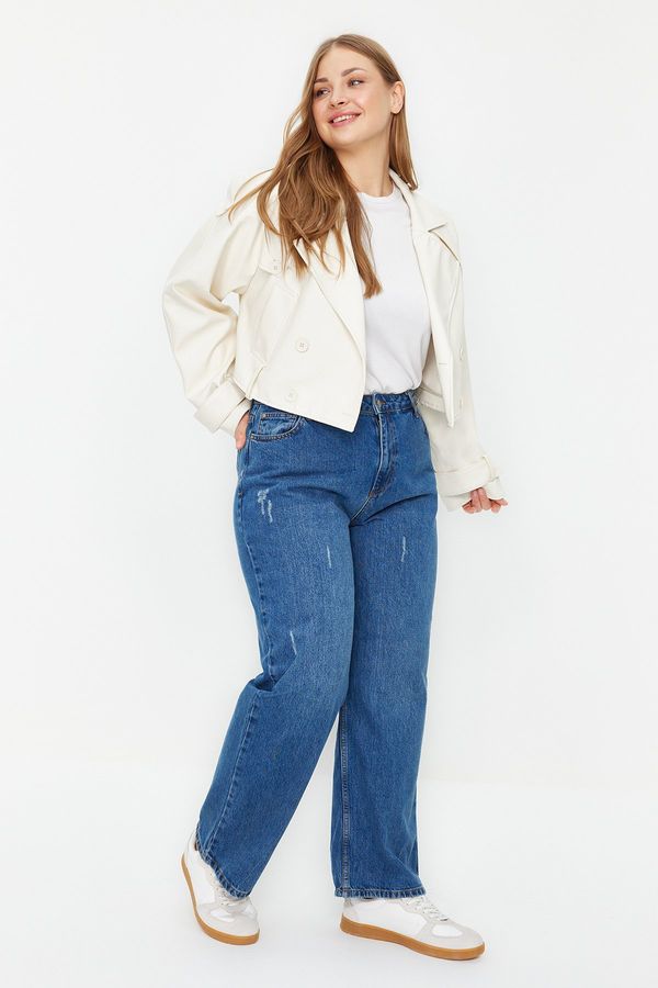 Trendyol Trendyol Curve Light Blue High Waist Wide Cut Jeans