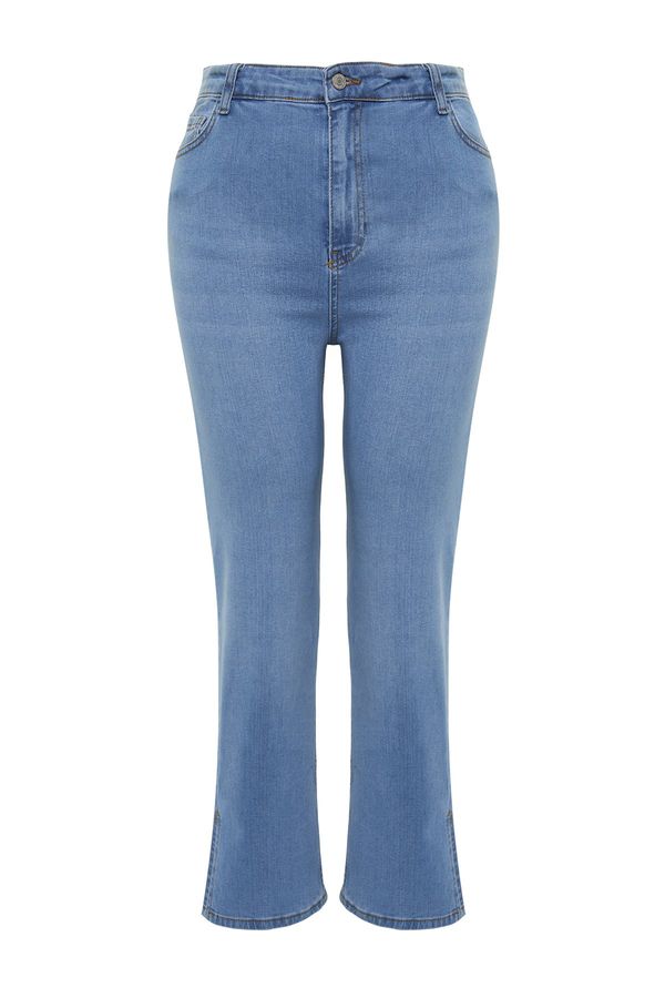 Trendyol Trendyol Curve Light Blue Slit Detailed Straight Fit Denim Jeans