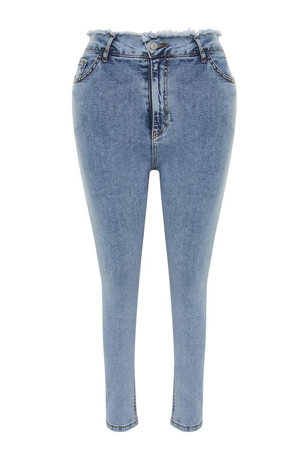 Trendyol Trendyol Curve Light Blue Tassel Detailed Stretchy Skinny Jeans