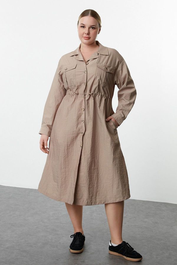 Trendyol Trendyol Curve Mink Parachute Woven Plus Size Dress