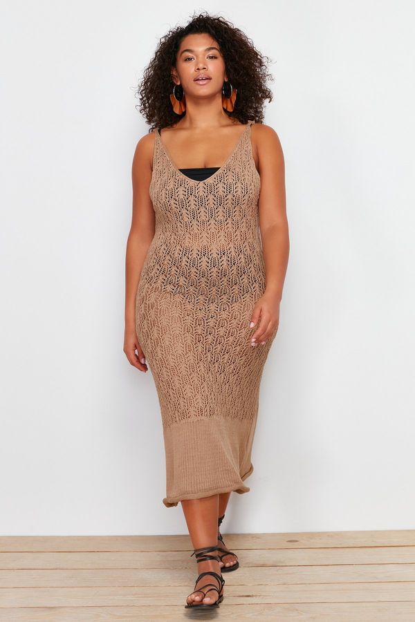 Trendyol Trendyol Curve Mink V Neck Beach Dress