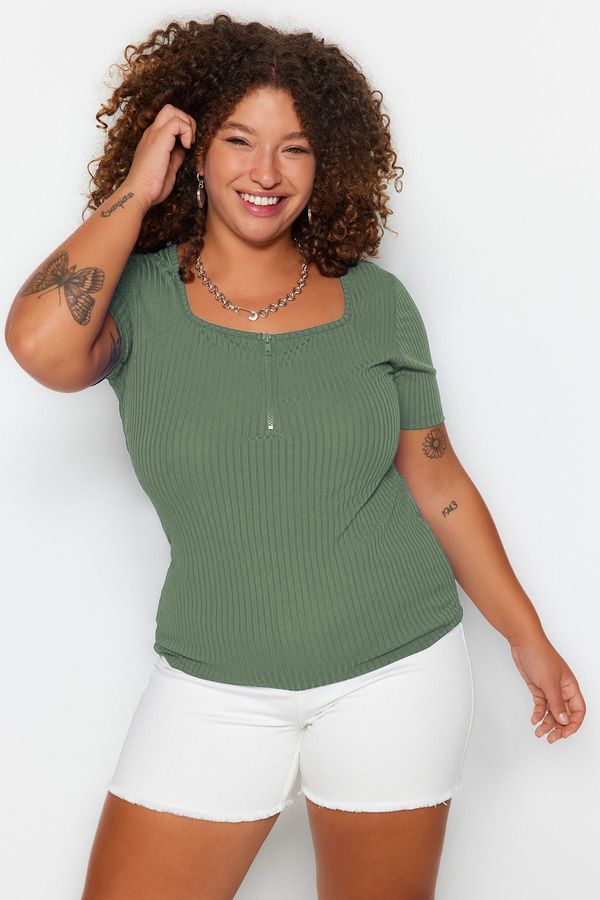 Trendyol Trendyol Curve Mint Camisole Knitted Plus Size Blouse