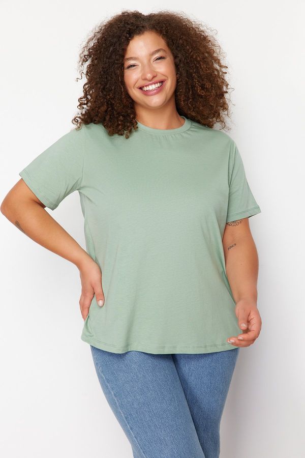 Trendyol Trendyol Curve Mint Green Button Detailed Knitted T-shirt
