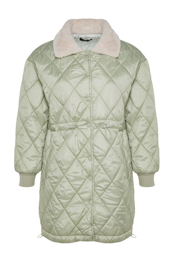 Trendyol Trendyol Curve Mint Quilted Collar Plush Coat