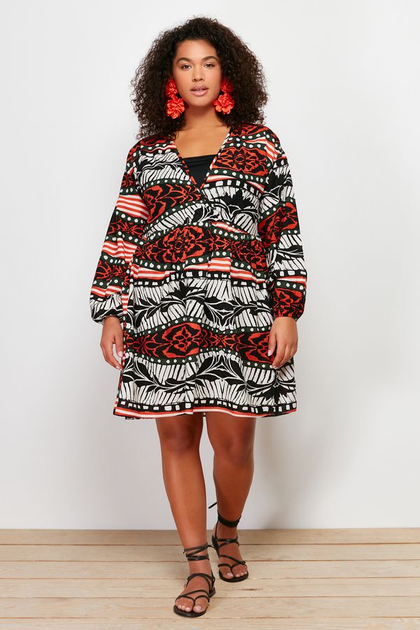 Trendyol Trendyol Curve Multi Color Ethnic Pattern Voile Beach Dress