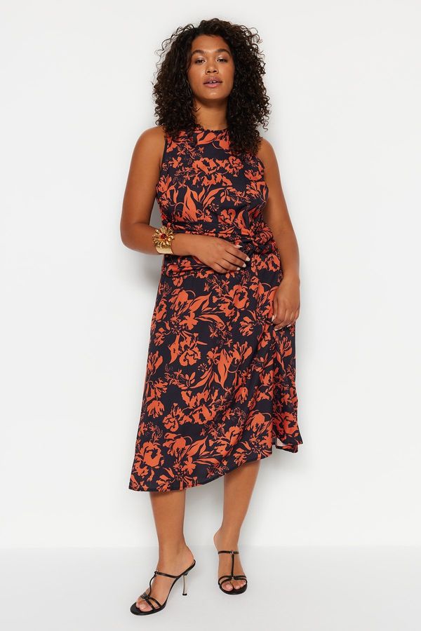 Trendyol Trendyol Curve Multi Color Floral A-line Midi Woven Dress