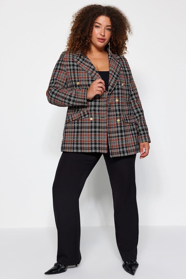 Trendyol Trendyol Curve Multi Color Plaid Patterned Jacket