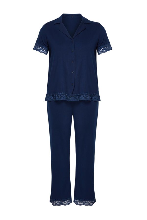 Trendyol Trendyol Curve Navy Blue Lace Knitted Pajama Set