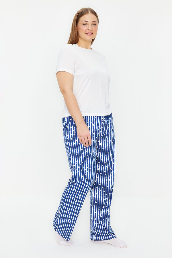 Trendyol Trendyol Curve Navy Blue Striped Knitted Pajama Bottoms