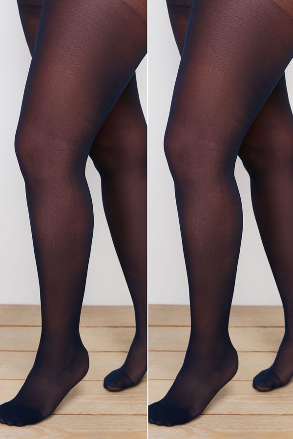 Trendyol Trendyol Curve Navy Blue Super Opaque 40 Den 2 Pack Plus Size Tights