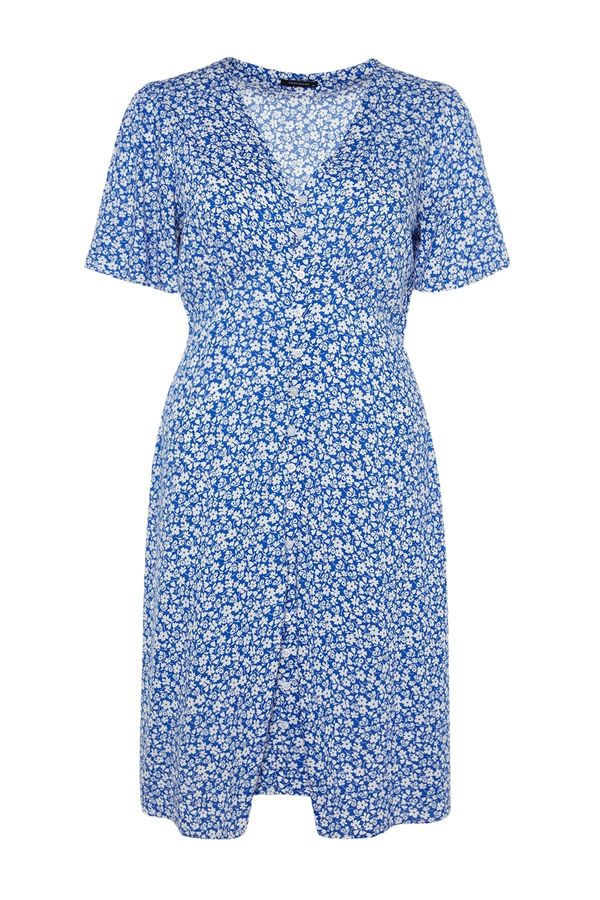 Trendyol Trendyol Curve Navy Blue Woven Floral Dress