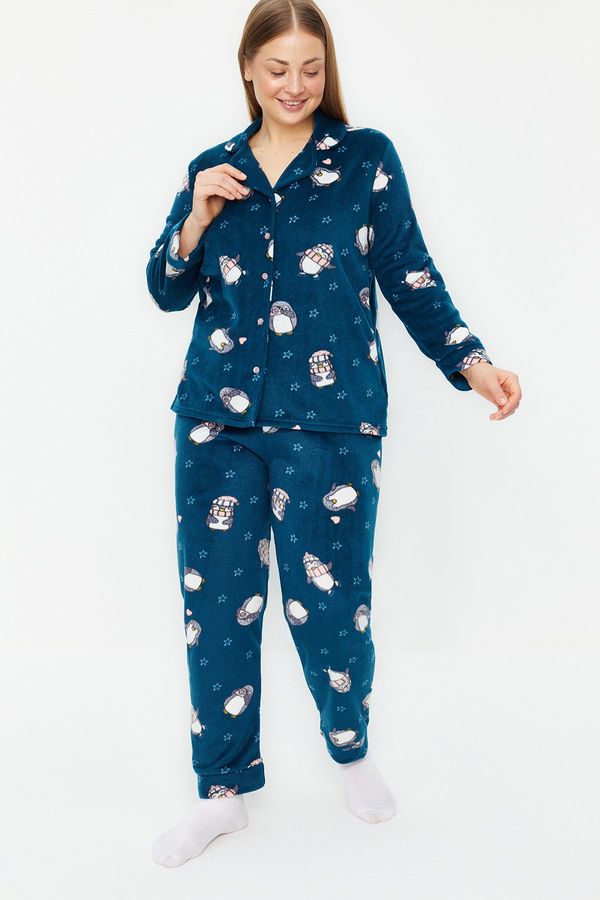 Trendyol Trendyol Curve Oil Penguin Patterned Knitted Pajamas Set