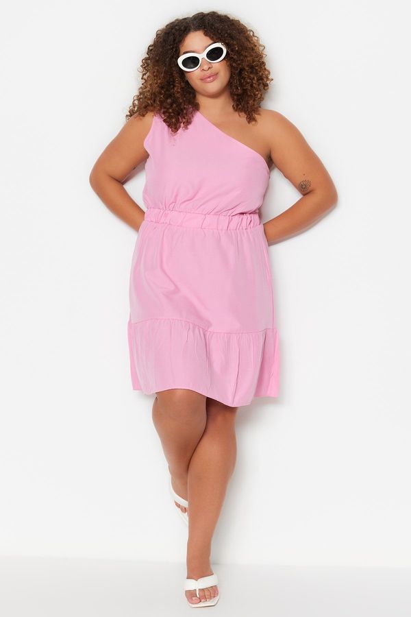 Trendyol Trendyol Curve Pink One-Shoulder Woven Dress