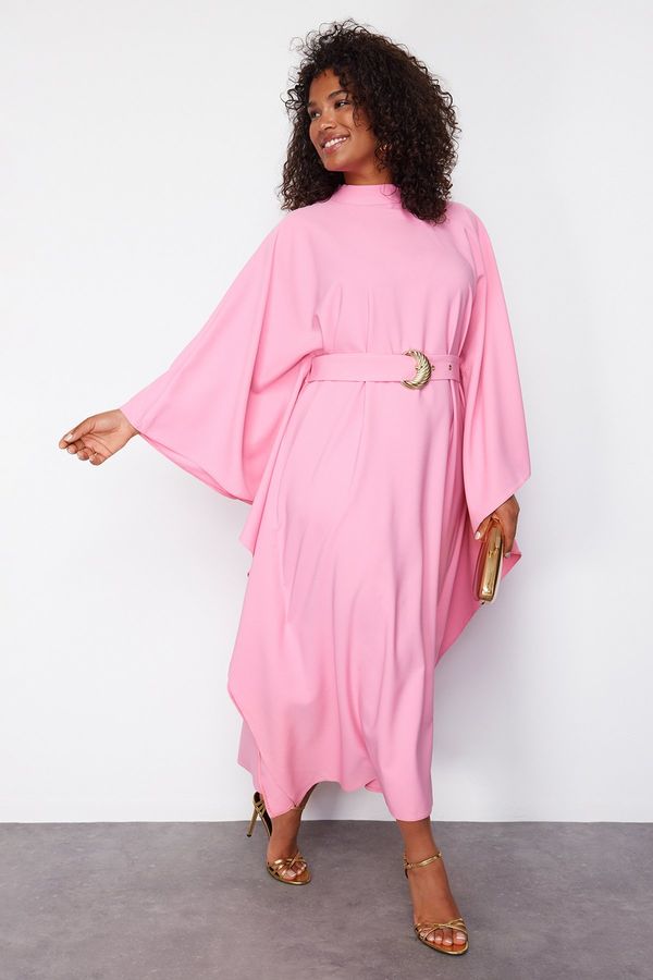 Trendyol Trendyol Curve Pink Panco Belt Detailed Dress