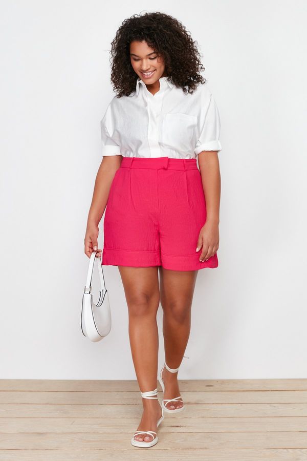Trendyol Trendyol Curve Pink Pleated Woven Shorts