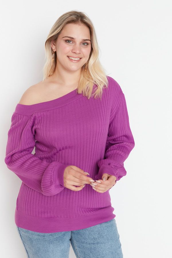 Trendyol Trendyol Curve Purple Boat Neck Knitwear Sweater