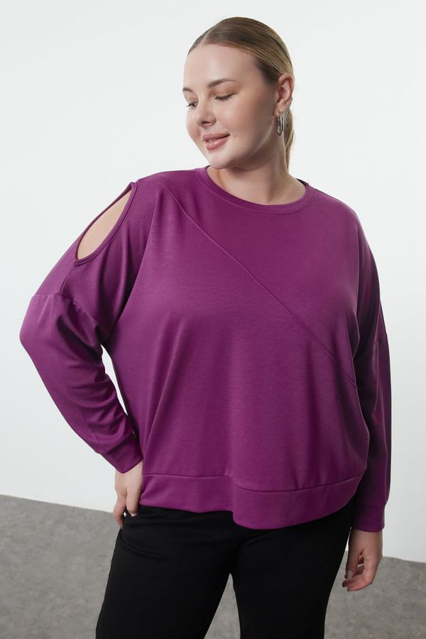 Trendyol Trendyol Curve Purple Crew Neck Knitted Sweatshirt