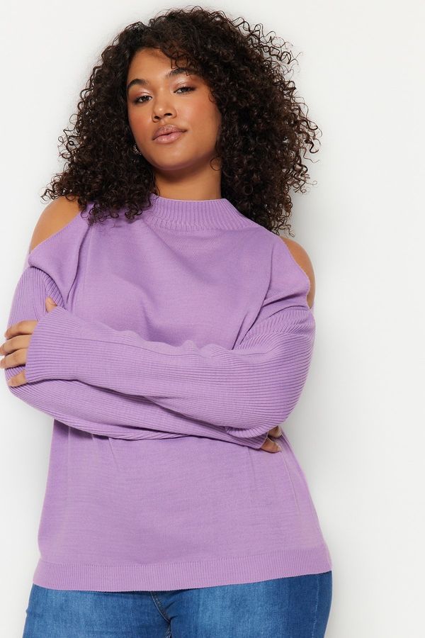 Trendyol Trendyol Curve Purple Cut Out Detailed Knitwear Sweater