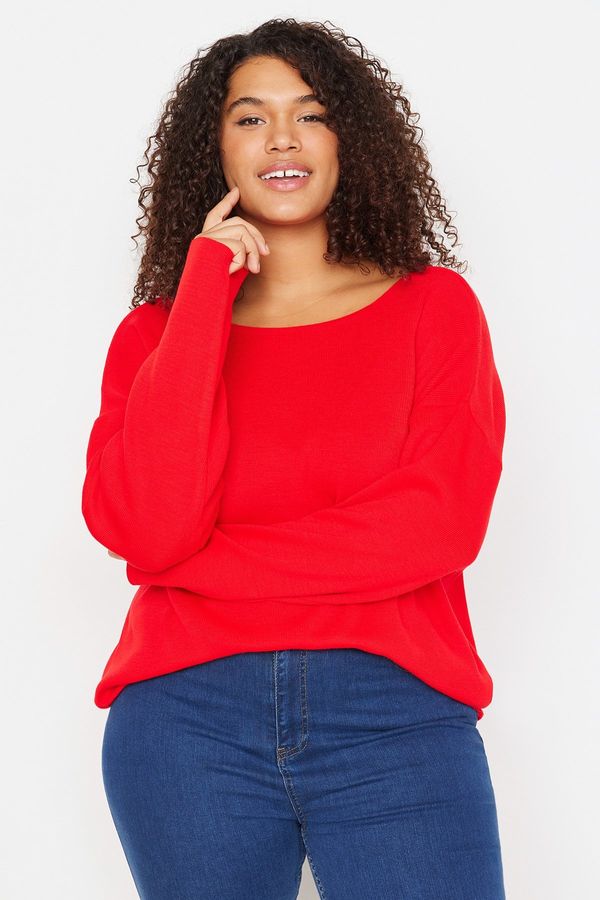 Trendyol Trendyol Curve Red Cross Band Detailed Knitwear Sweater