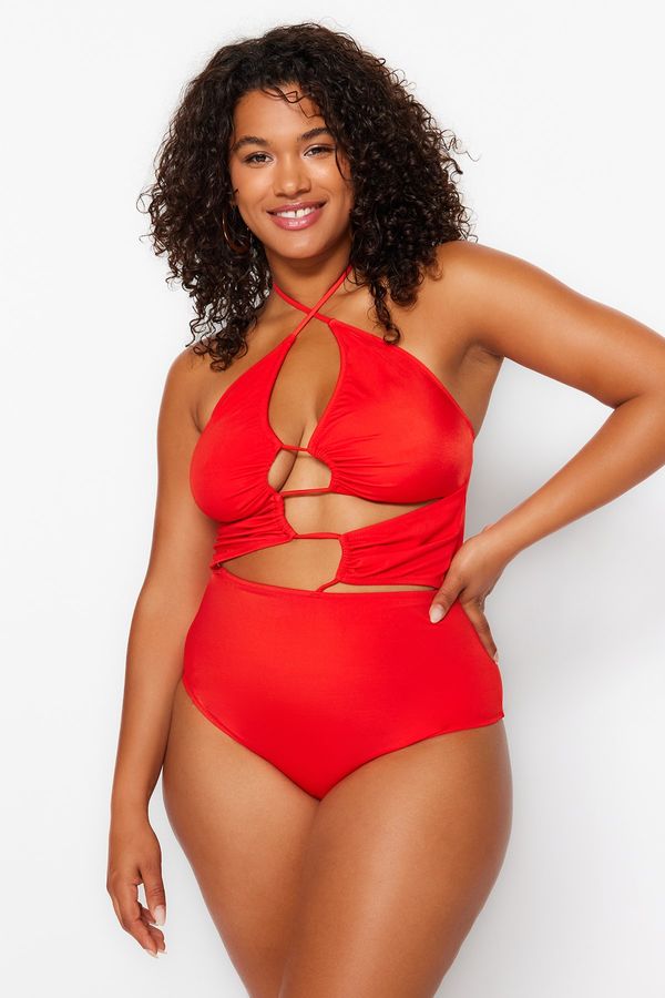 Trendyol Trendyol Curve Red Cut Out Detailed Swimsuit