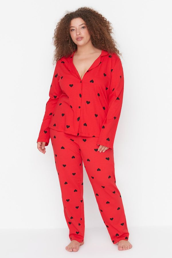 Trendyol Trendyol Curve Red Heart Knitted Pajamas Set