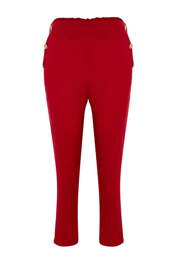 Trendyol Trendyol Curve Red Woven Gold Button Detailed Trousers