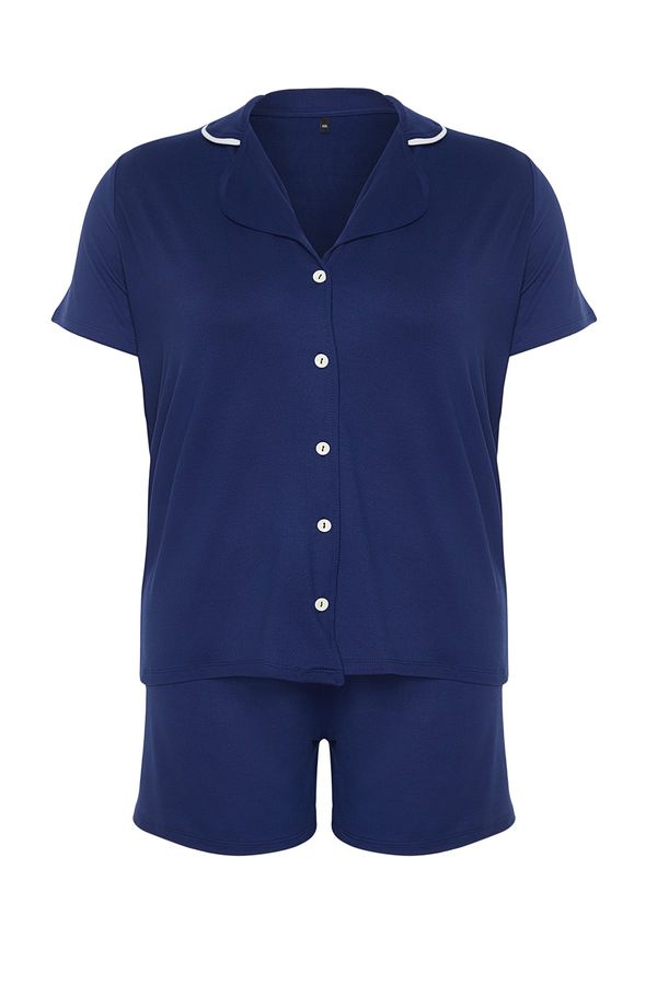 Trendyol Trendyol Curve Shirt Collar Soft Button Knitted Pajamas Set