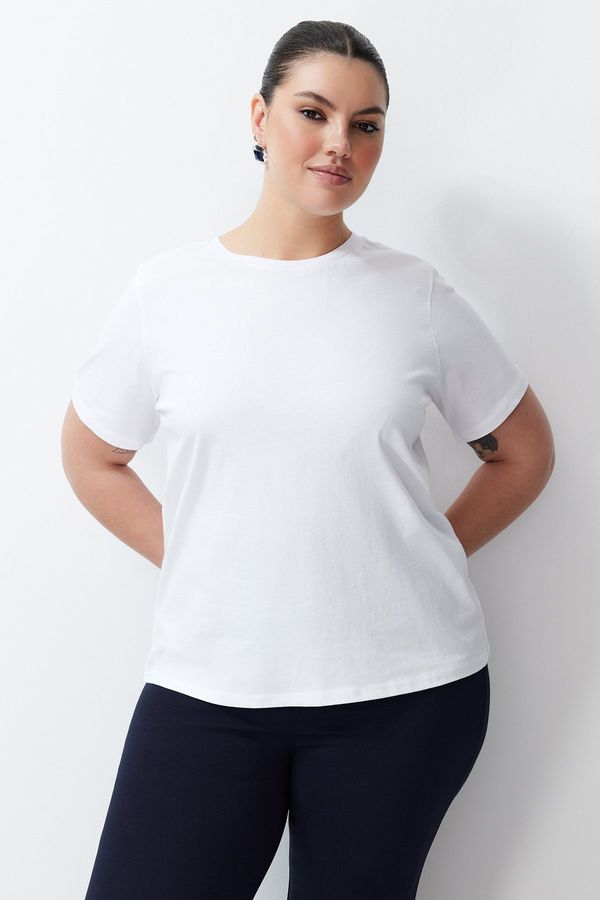 Trendyol Trendyol Curve White 100% Cotton Premium Crew Neck Knitted T-Shirt