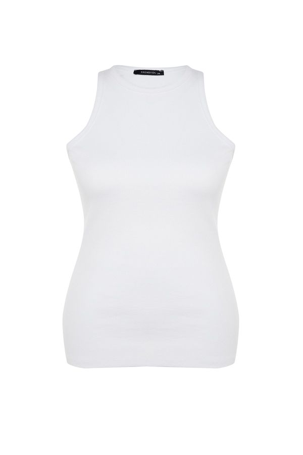 Trendyol Trendyol Curve White Barbell Collar Basic Knitted Tank Top