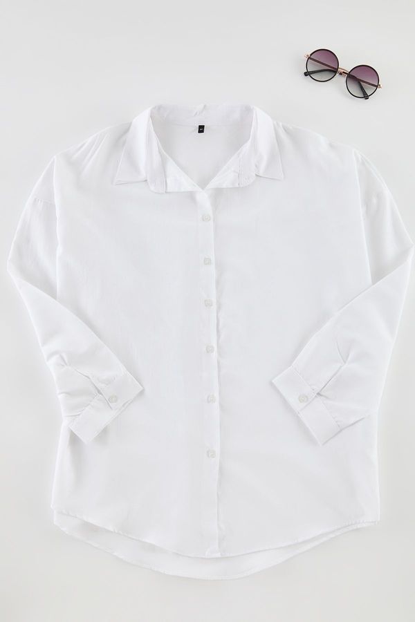 Trendyol Trendyol Curve White Oversize Woven Shirt