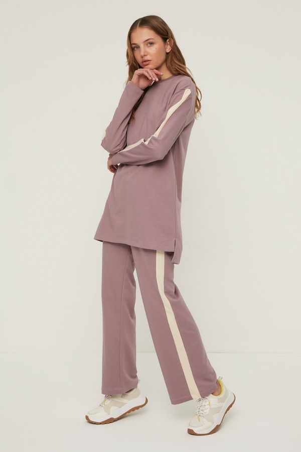 Trendyol Trendyol Damson Stripe Detailed Knitted Tracksuit Set