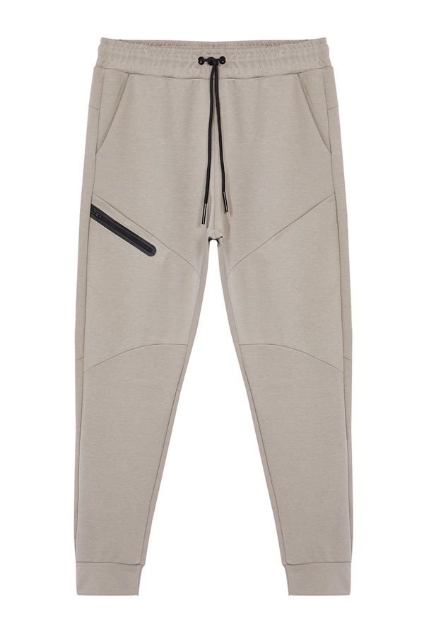 Trendyol Trendyol Dark Beige Regular/Normal Cut Stitched Pocket Detailed Sportswear Sweatpants