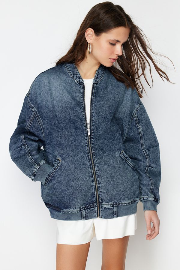 Trendyol Trendyol Dark Blue Bomber Denim Jacket