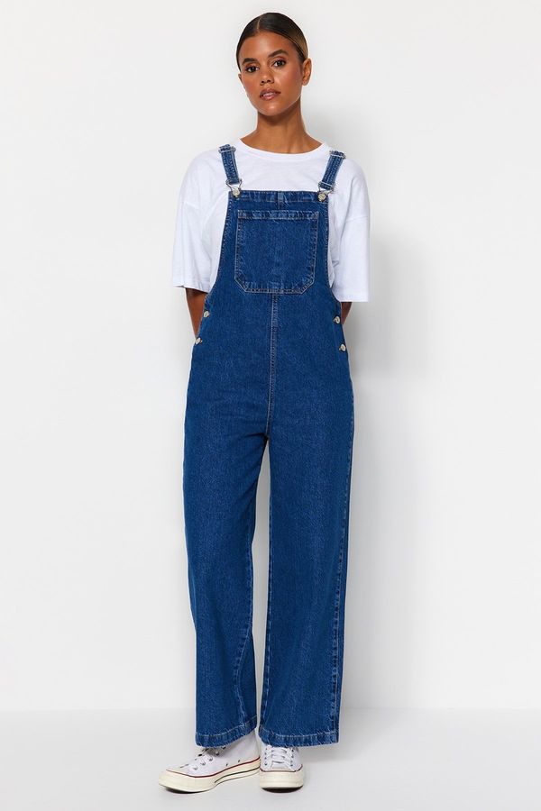 Trendyol Trendyol Dark Blue Denim Overalls Jumpsuit