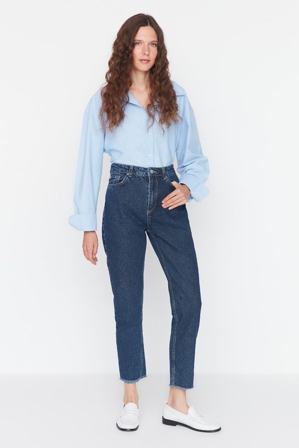 Trendyol Trendyol Dark Blue High Waist Mom Jeans