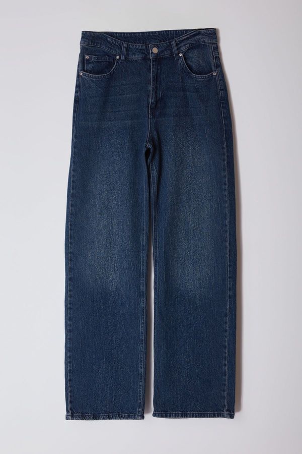 Trendyol Trendyol Dark Blue High Waist Wide Leg Jeans