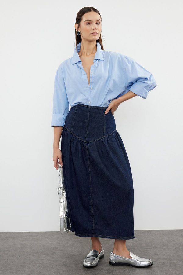 Trendyol Trendyol Dark Blue Maxi Denim Skirt