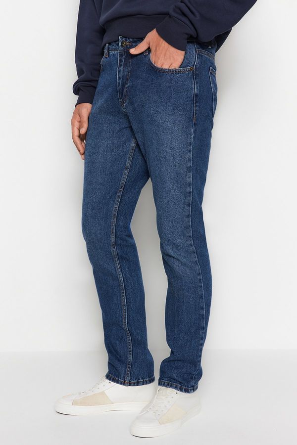 Trendyol Trendyol Dark Blue Straight Fit Jeans Denim Trousers