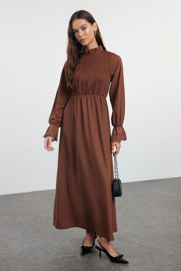 Trendyol Trendyol Dark Brown Gimped Woven Dress