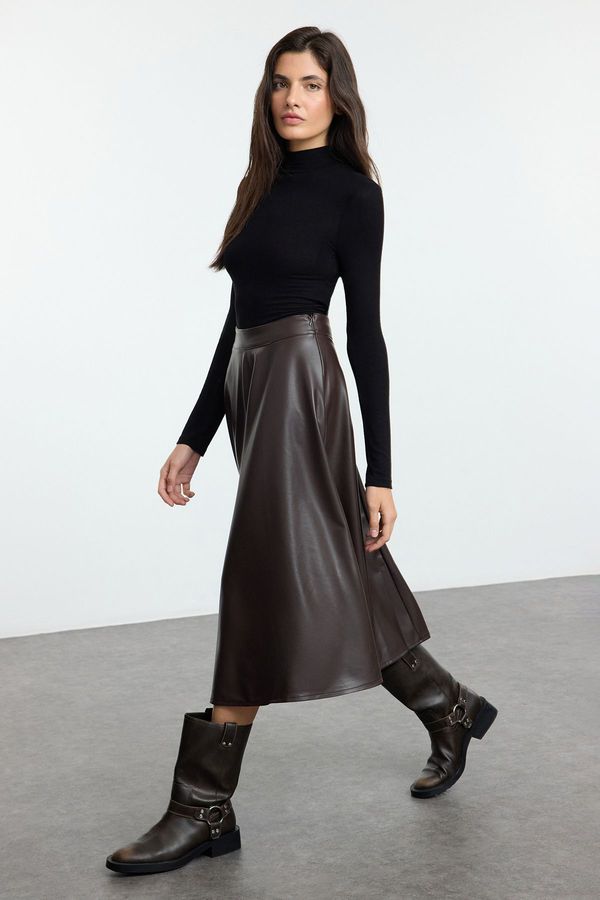 Trendyol Trendyol Dark Brown High Waist A-Line/A-Line Form Maxi Skirt