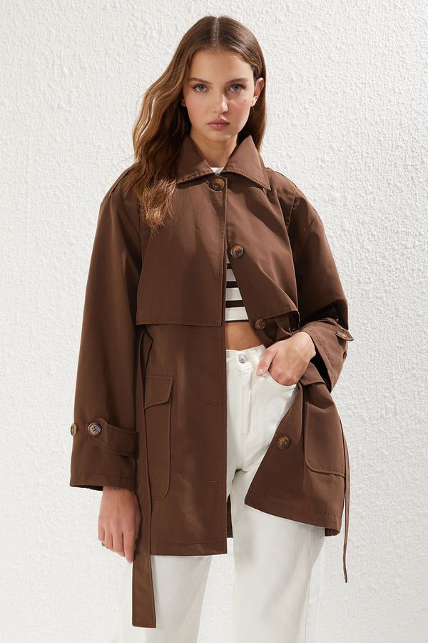 Trendyol Trendyol Dark Brown Regular Trench Coat