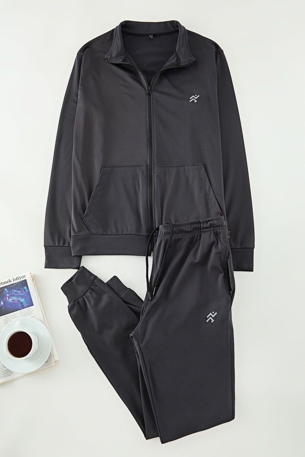 Trendyol Trendyol Dark Gray-Black Regular/Normal Cut Sports Tracksuit