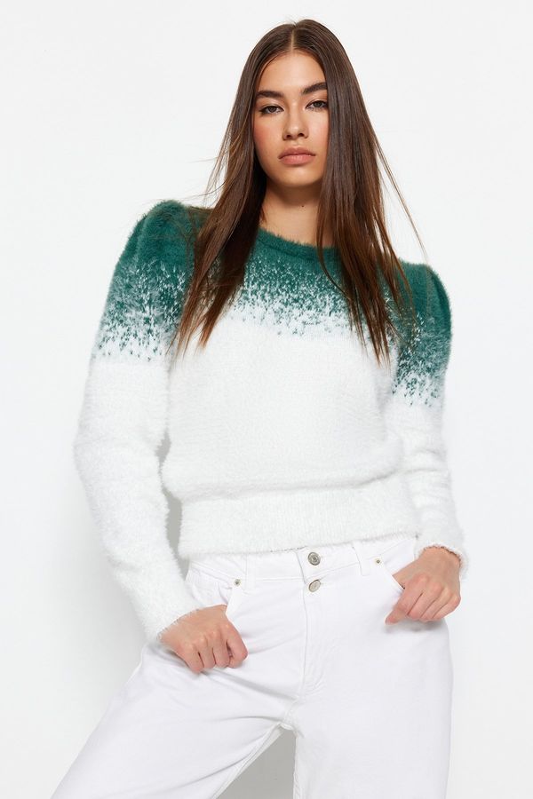 Trendyol Trendyol Dark Green Beard/Feather Rope Knitwear Sweater