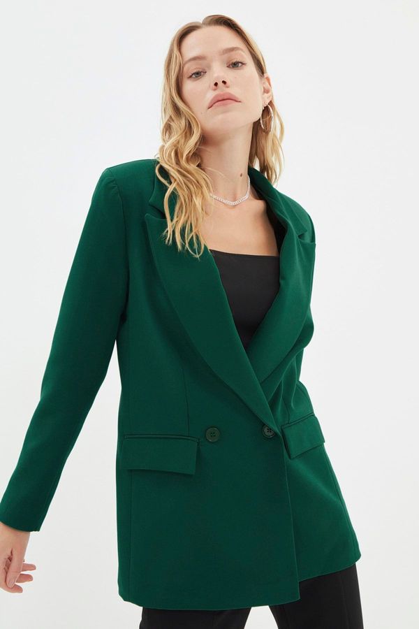 Trendyol Trendyol Dark Green Lined Double Breasted Blazer Jacket