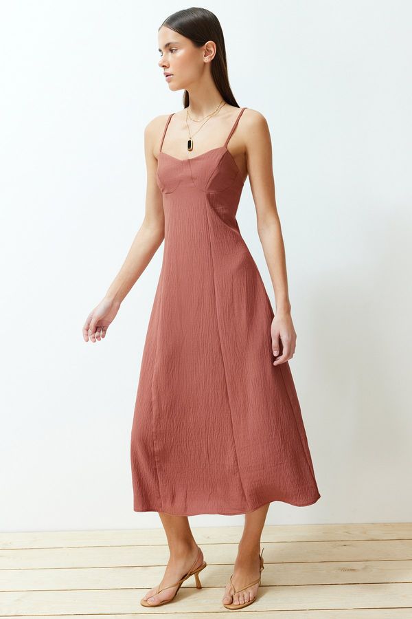 Trendyol Trendyol Dried Rose A-line Midi Woven Strap Dress