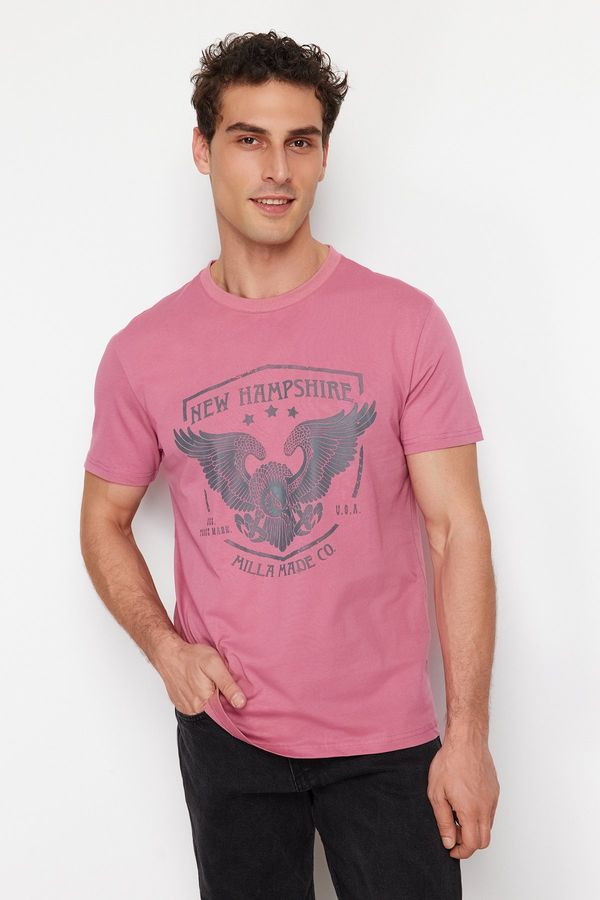 Trendyol Trendyol Dried Rose Eagle Printed Regular/Normal Cut T-Shirt