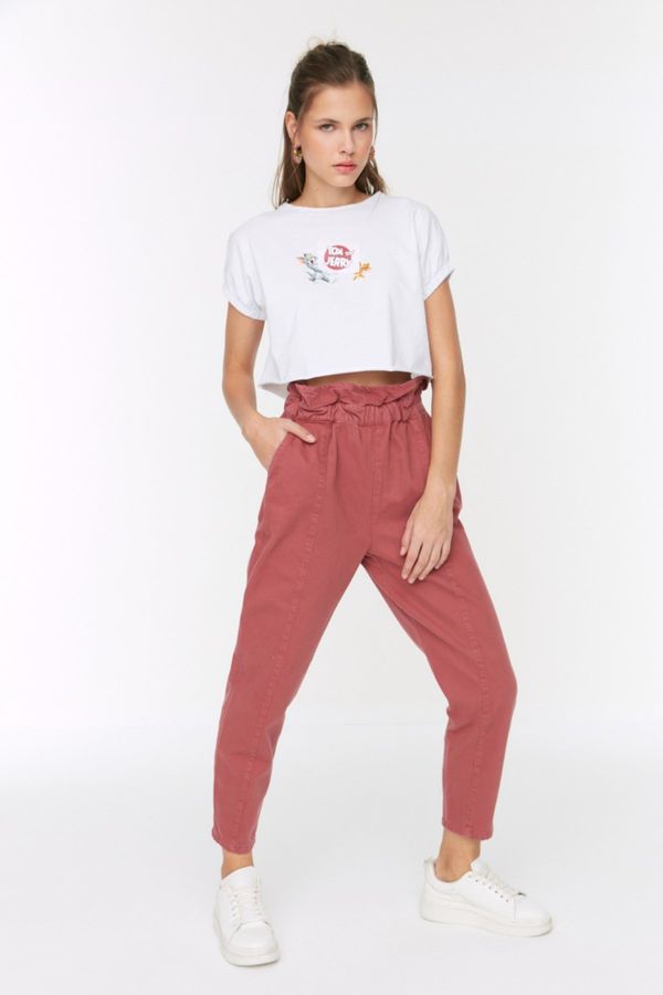 Trendyol Trendyol Dried Rose High Waist Elastic Waist Relaxed Mom Jeans