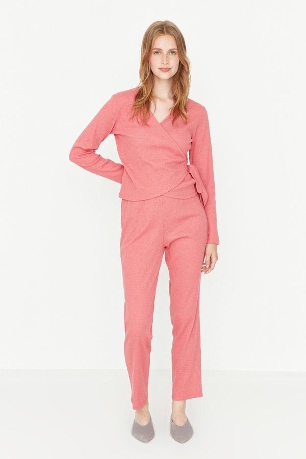 Trendyol Trendyol Dry Rose Double Breasted Knitted Pajamas Set